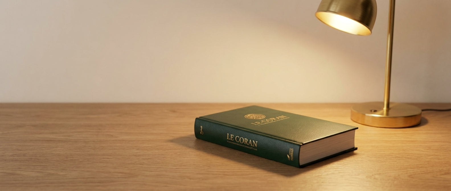 Bureau de lecture avec livre et lampe dorée